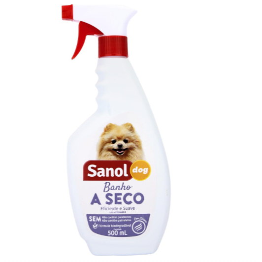 Banho a Seco Gatilho (Spray) Para Cães 500ml - Sanol Dog