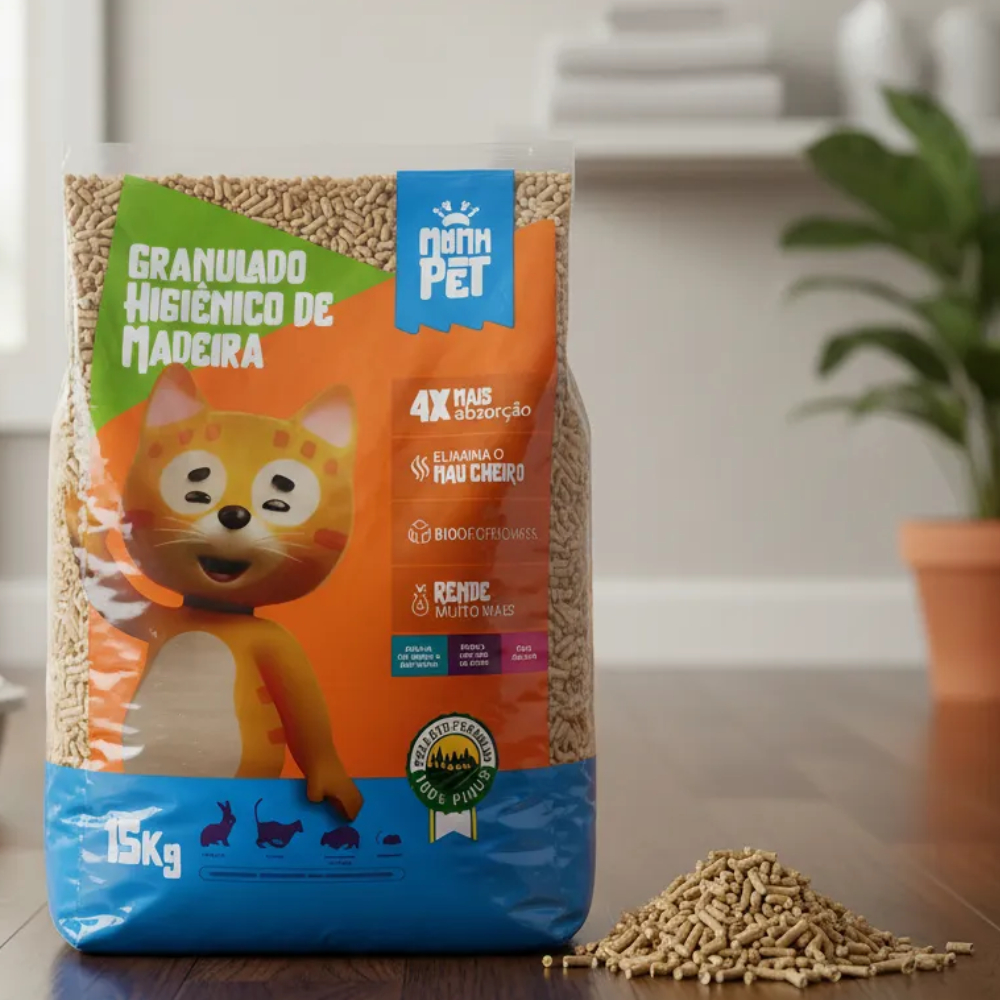 Granulado Higiênico De Madeira Ipet Motta 15kg Para Gatos - Madeira