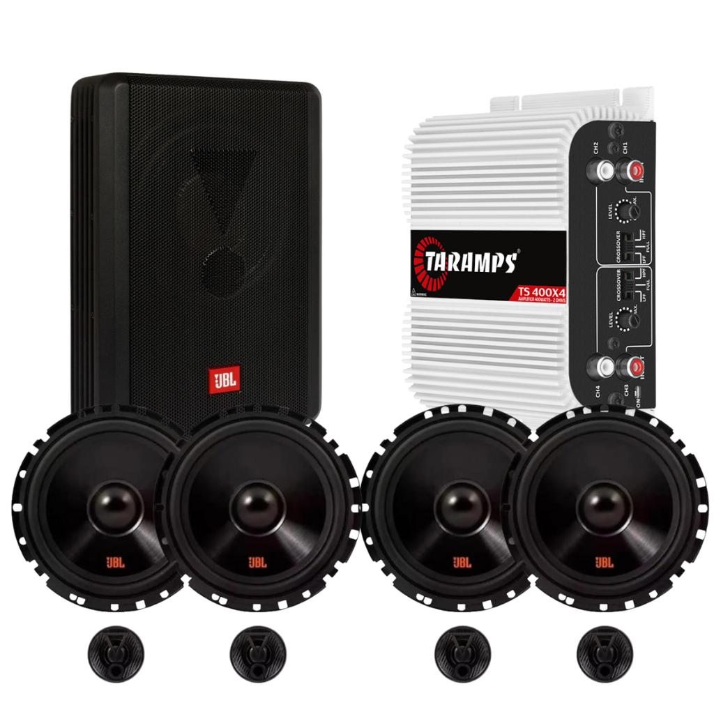 Kit 4 Alto Falantes Jbl 6 Pol 62VFX55 + Módulo Ts400x4 + Caixa Amplificada Ativa SW8A-MS 400w