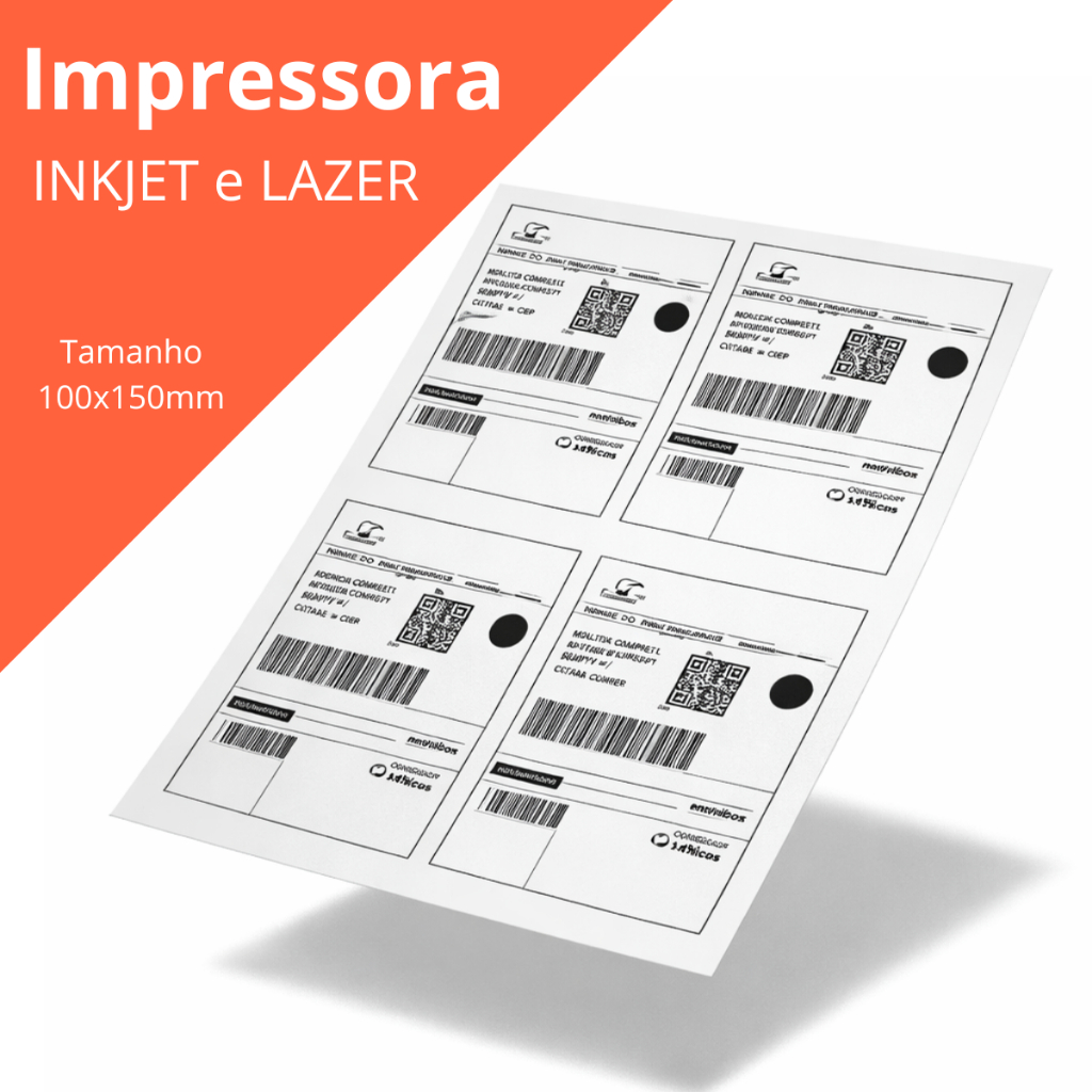 1000 Etiquetas Adesiva Ecommerce 10x15 Folha A4 Envios Shopee Sigep Correios Impressora Inkjet Laser