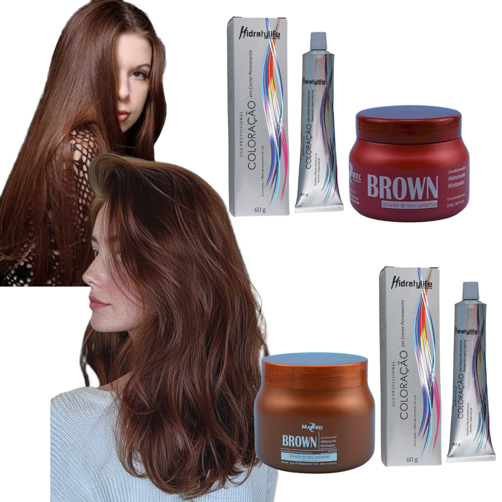 Kit Tinta Mairibel 6.7 Loiro Escuro Chocolate + Matizador Brown | Cor Sempre Bonita