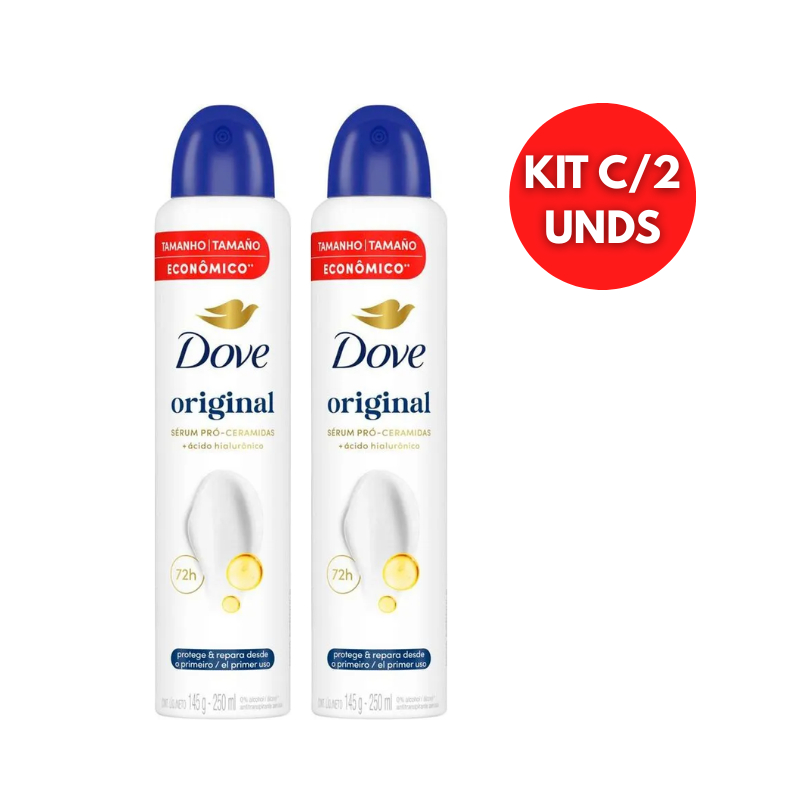 Kit C/2 Desodorante Antitranspirante Aerosol Dove Original 250 mL