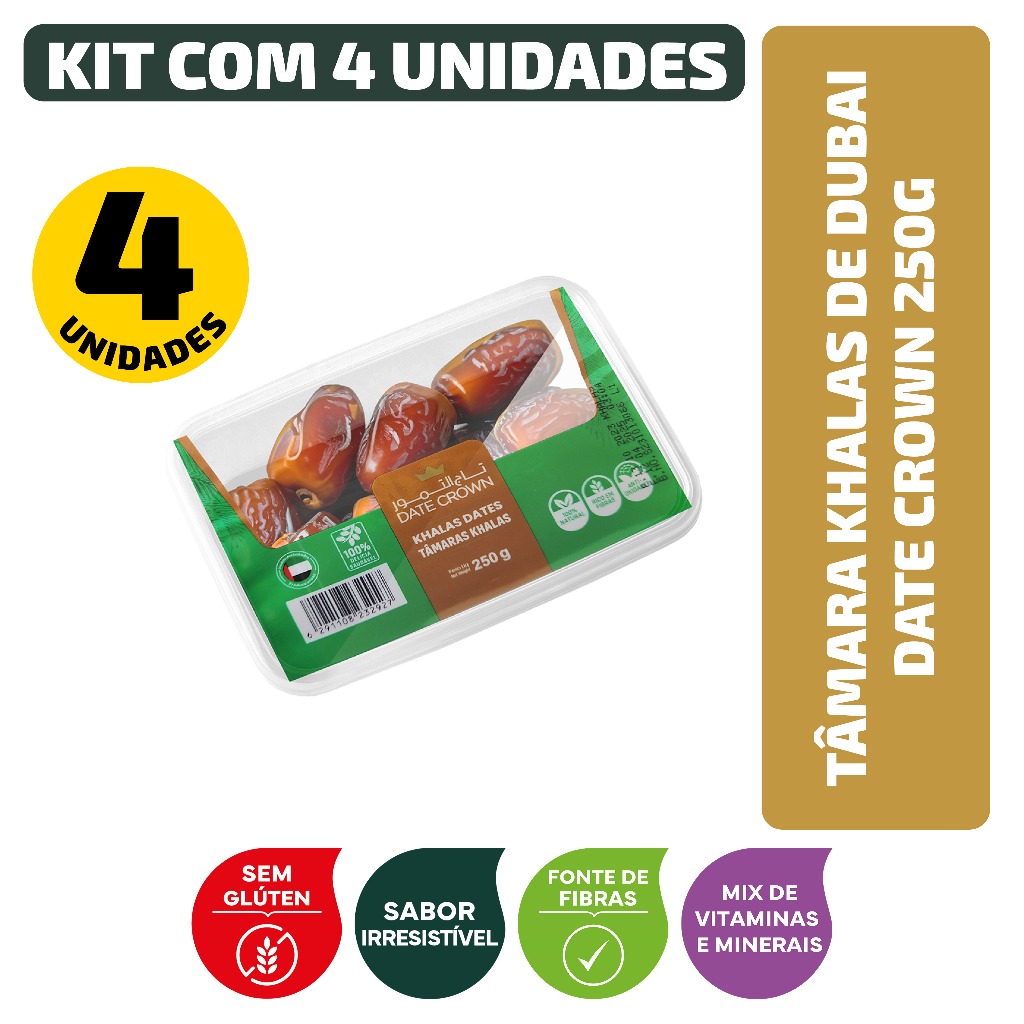 Kit Tâmara Khalas De Dubai Date Crown 250G - 4 Unidades em Oferta na Shopee
