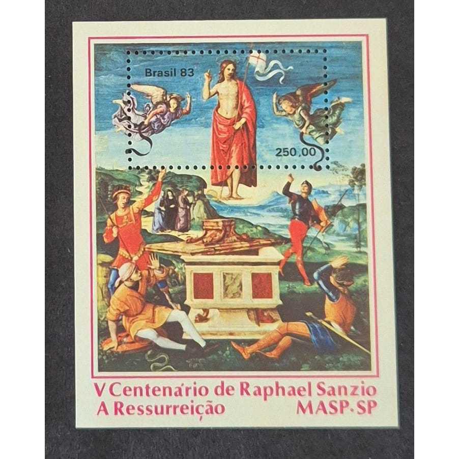 Bloco selo dos correios B-56 - 500 Anos Nasc.pintor Italiano Raphael Sanzio - Filatelia