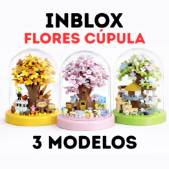 Kit 3 Jardim Encantado na Cúpula – primavera - Mini Árvores em Blocos para Montar e Decorar