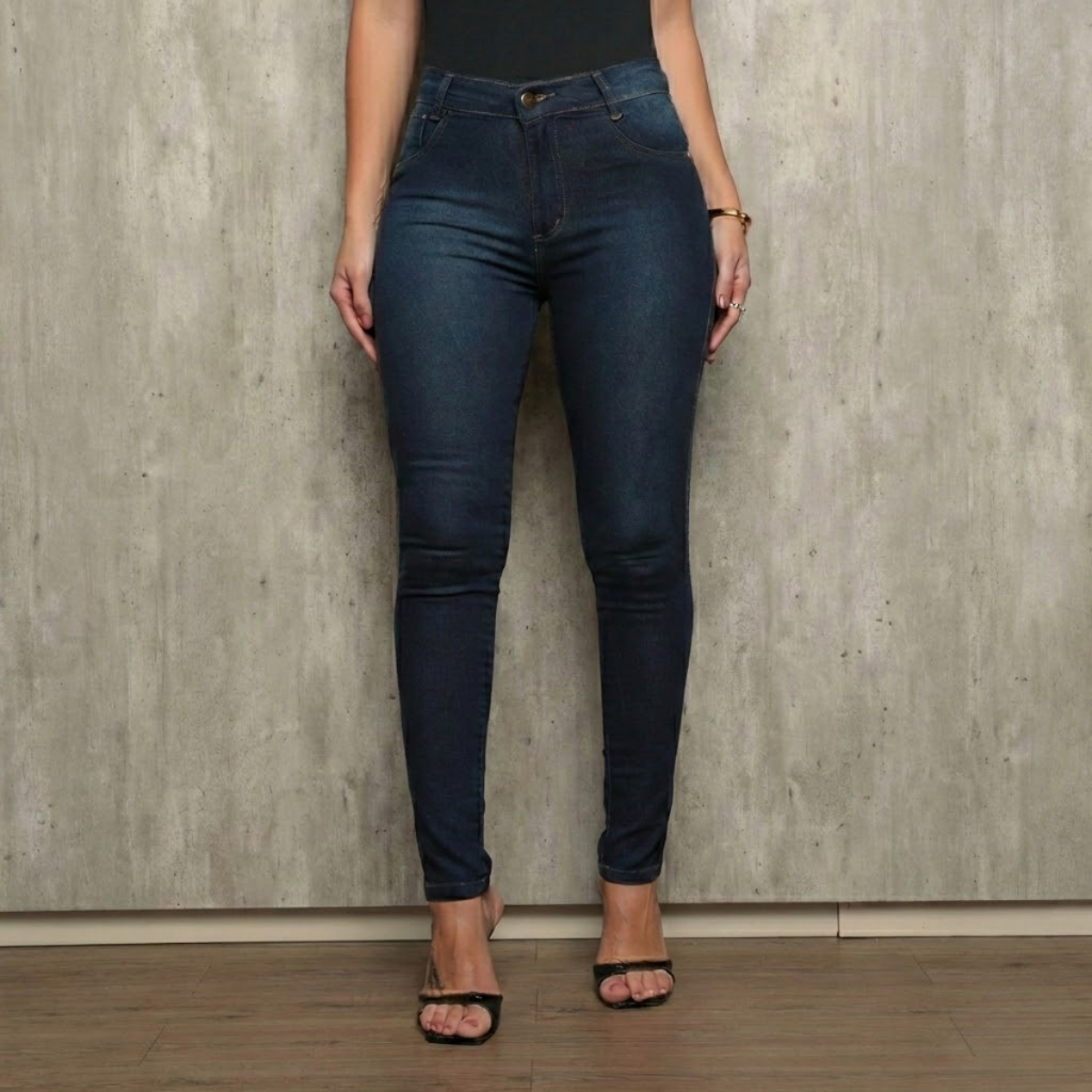 Calça Jeans Feminina Skinny Com Lycra Cintura Alta Confortável Ajuste Perfeito Modela Corpo em Oferta na Shopee