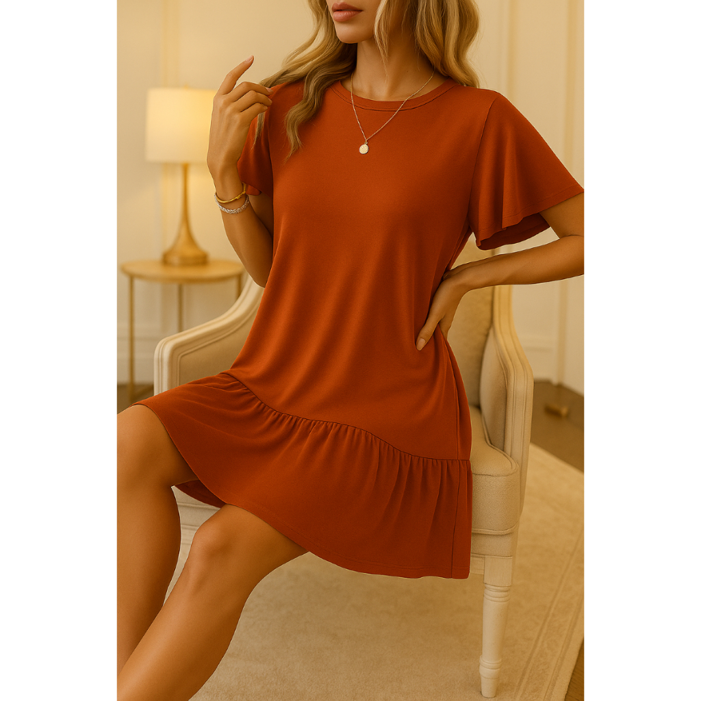 Vestido Casual Uma Maria Manga De Borboleta Com Babado Franzida Verão Solto Evangélicos Preto Midi vestido festa babado