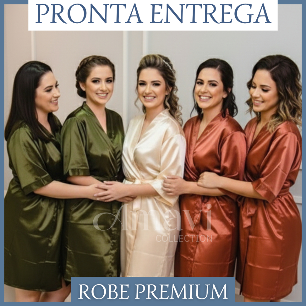 Robe de Cetim 𝗣𝗥𝗘𝗠𝗜𝗨𝗠 𝗣𝗥𝗢𝗡𝗧𝗔 𝗘𝗡𝗧𝗥𝗘𝗚𝗔 Cores diversas