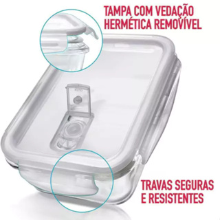 Pote de Vidro 1040 ml 700 G Hermético Transparente Marmita Freezer Micro-ondas Com Respiro Quatro Travas em Oferta na Shopee