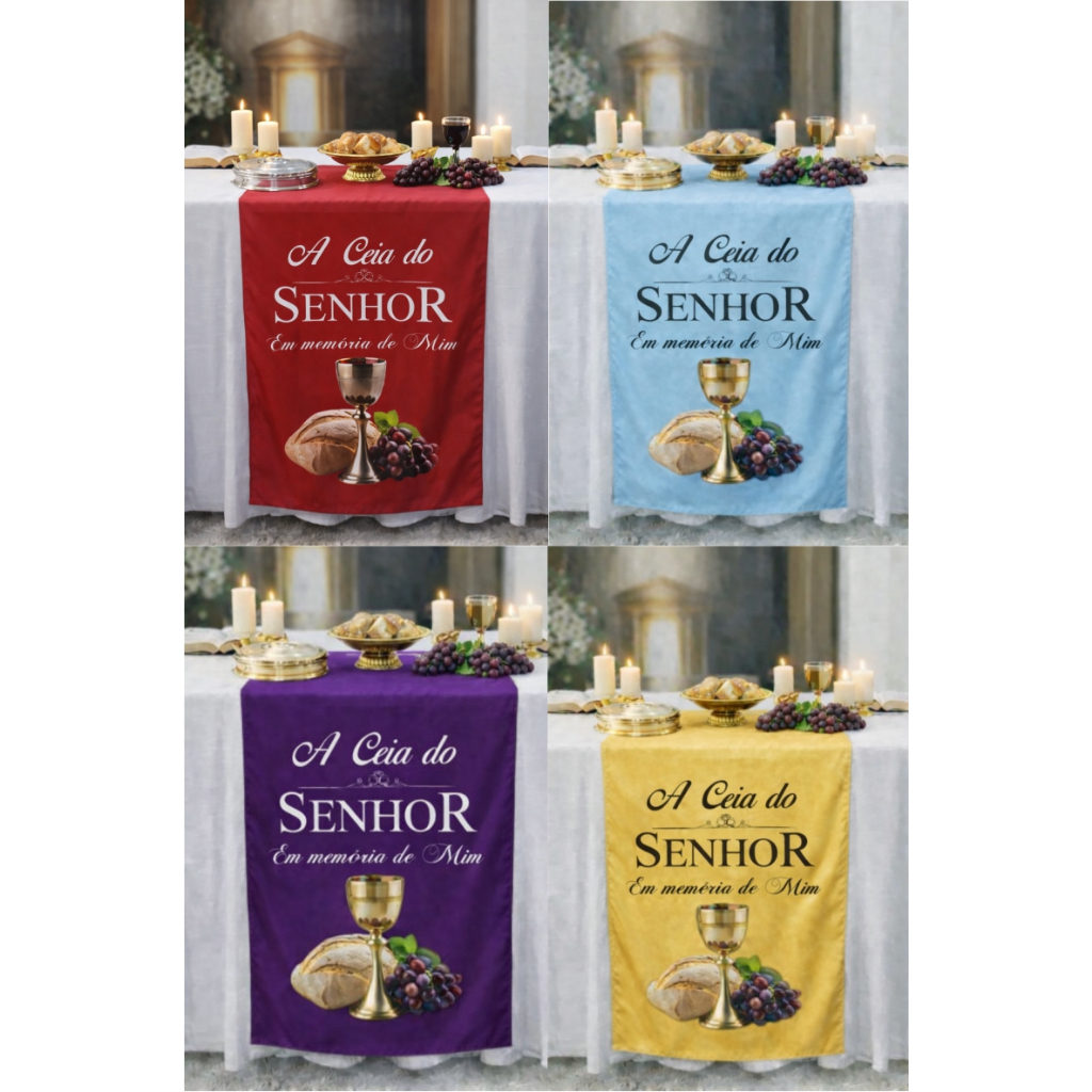 CAMINHO  PARA MESA DE SANTA CEIA OU PULPITO  0.60 MCX1.60CM VERMELHO/AZUL CLARO /AMARELO/ROXO