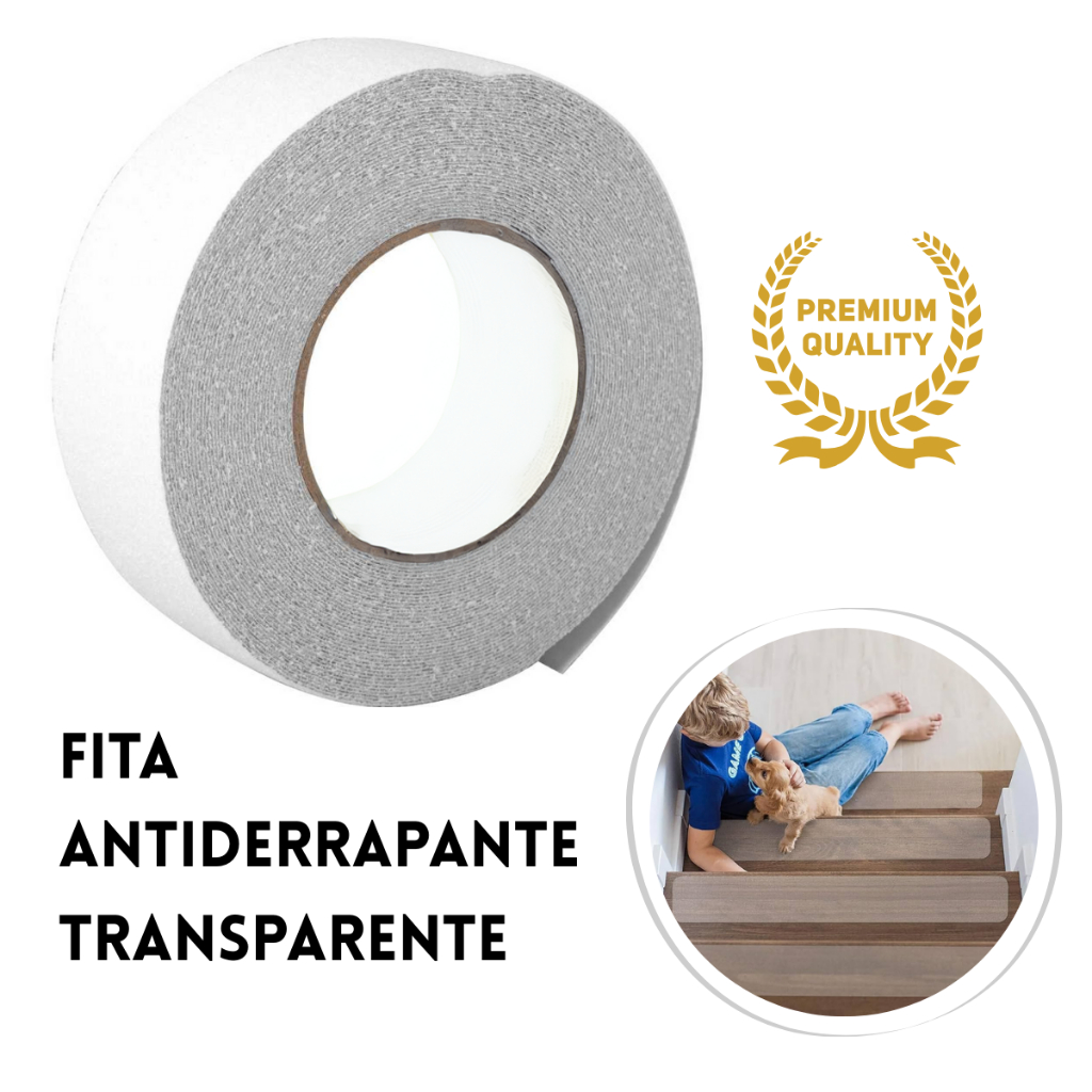 Fita Antiderrapante para Escada Transparente  Adesiva 50mm x 15m Uso Geral em Oferta na Shopee