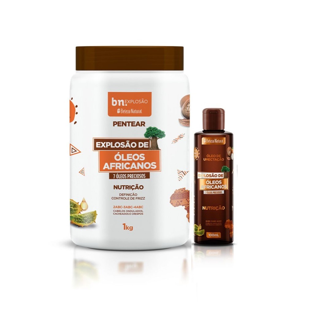 Creme de Pentear Explosão Óleos Africanos 1Kg + Óleo de Umectação Explosão Óleos Africanos 100ml em Oferta na Shopee