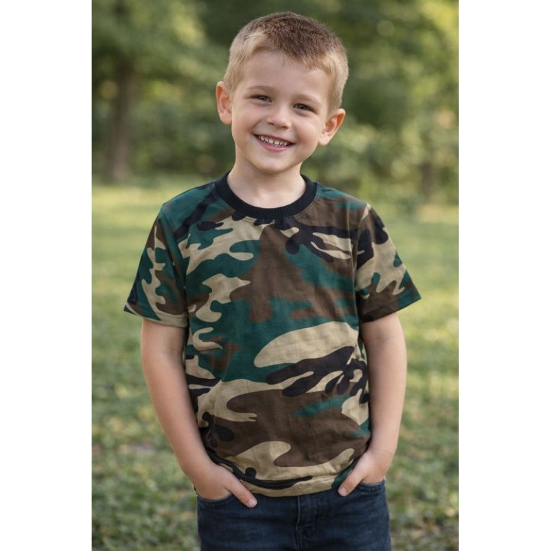 Camiseta Camuflada Malha Algodão Tamanho 4 6 8 10