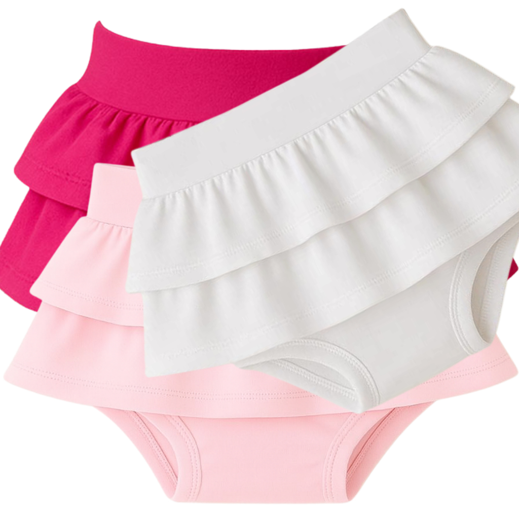 Kit 3 Saia shorts infantil para bebê menina diversas cores e tamanhos babadinho liso , Betty & Loren