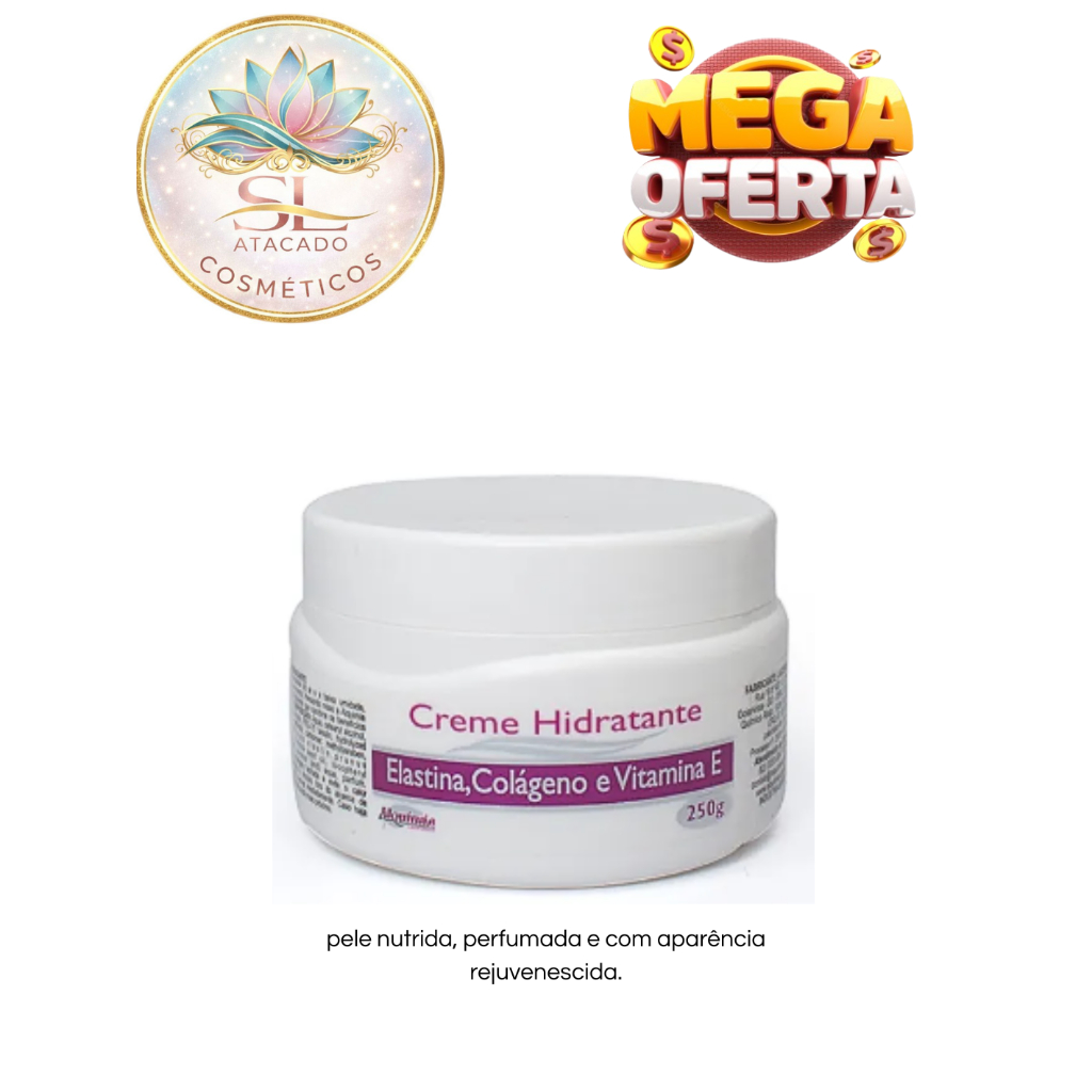 Creme Hidratante Elastina - Colágeno - Vitamina E 250g - Alquimia
