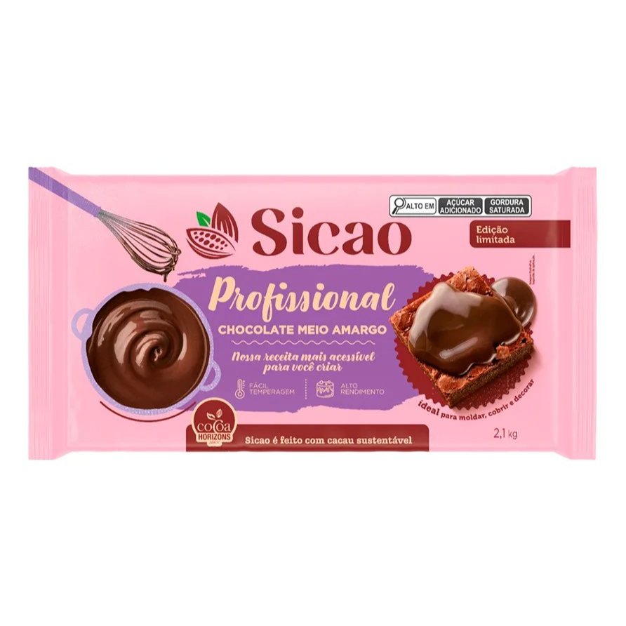 Barra de Chocolate Meio Amargo Sicao 2,1kg
