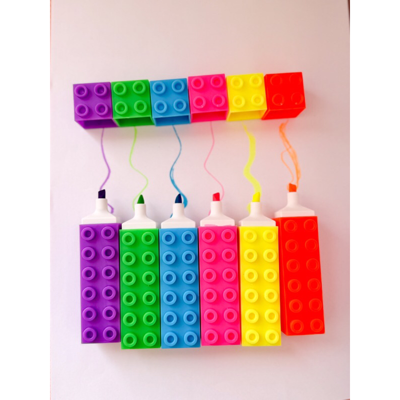 Marca Texto Lego Bloco 6 Cores Canetinha Escolar Fofa Criativa