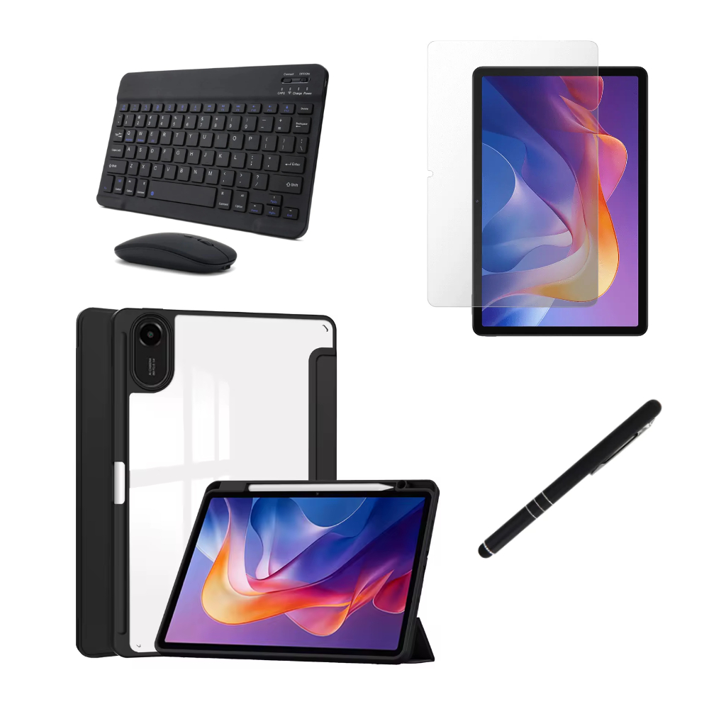 Kit Completo Capa Smart Acrílico + Película + Mouse + Teclado Caneta Para Redmi Pad 2 Com Espaço Para Caneta em Oferta na Shopee