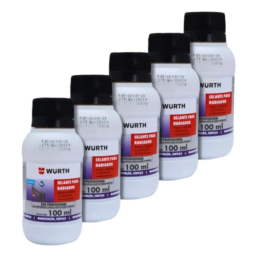 Wurth - 5x Selante Para Radiador Biodegradável 100ml (Lubrifica Sela Furo Trinca no Arrefecimento)