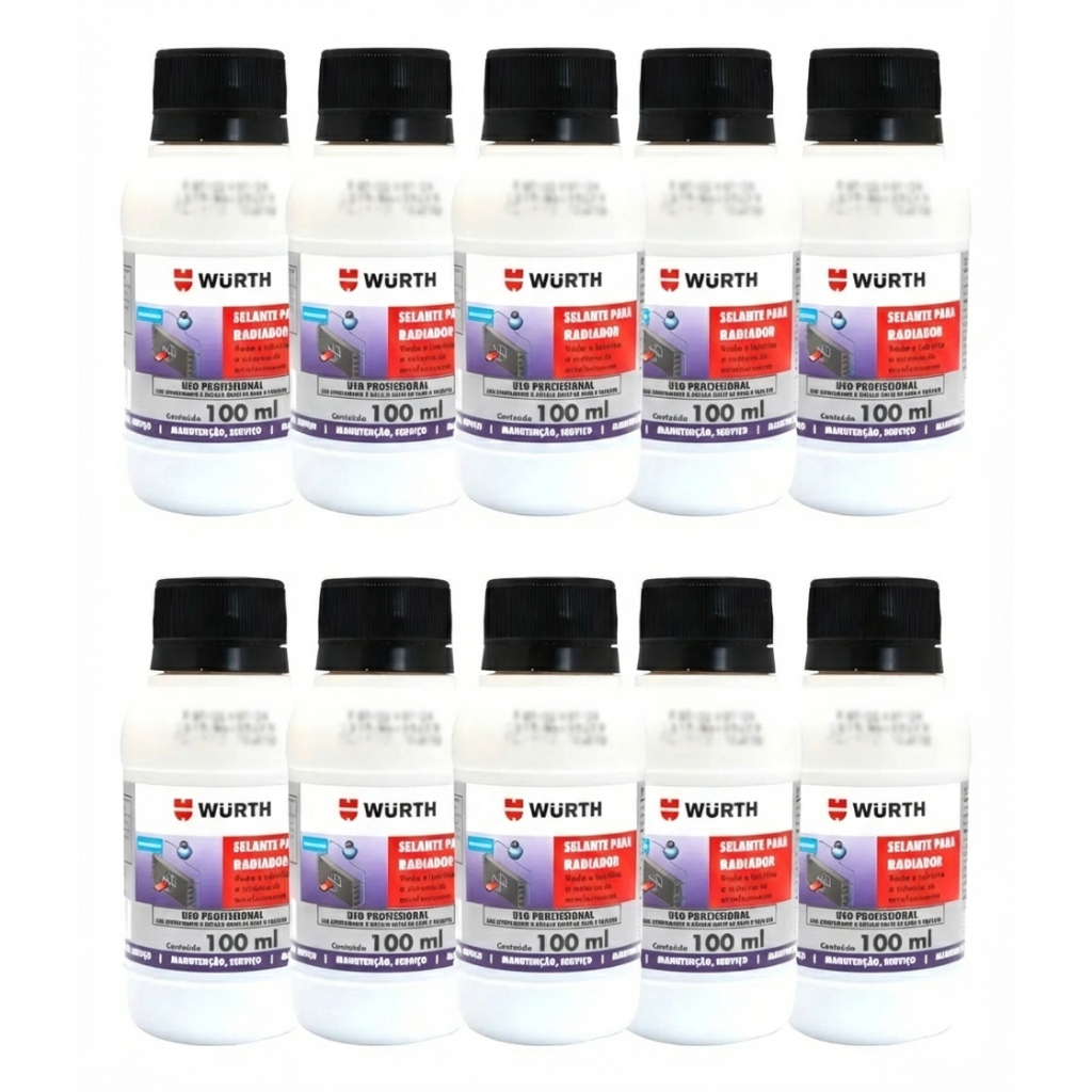 Wurth - 10x Selante Para Radiador Biodegradável 100ml (Lubrifica Sela Furo Trinca no Arrefecimento)