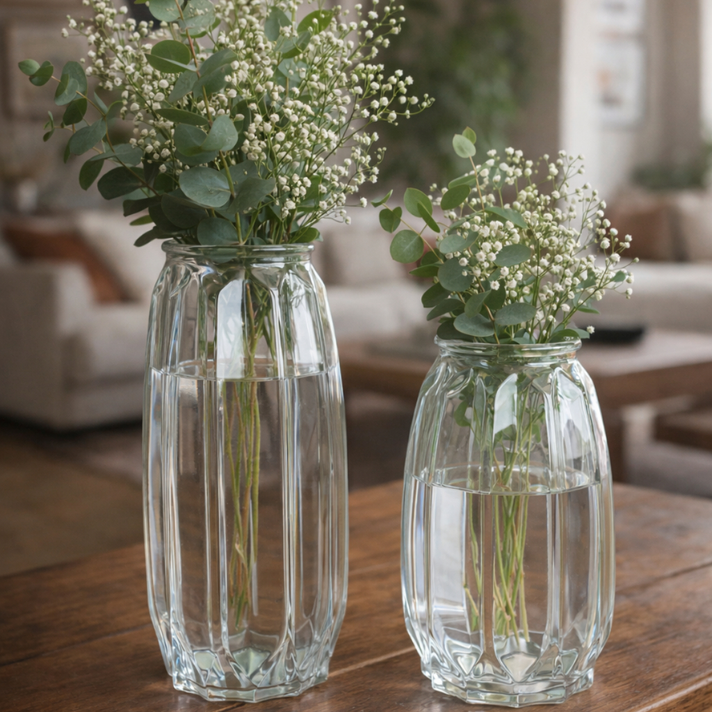 Kit De 2 Vasos Decorativos De Vidro Transparente Para Flores E Plantas Reais E Artificiais