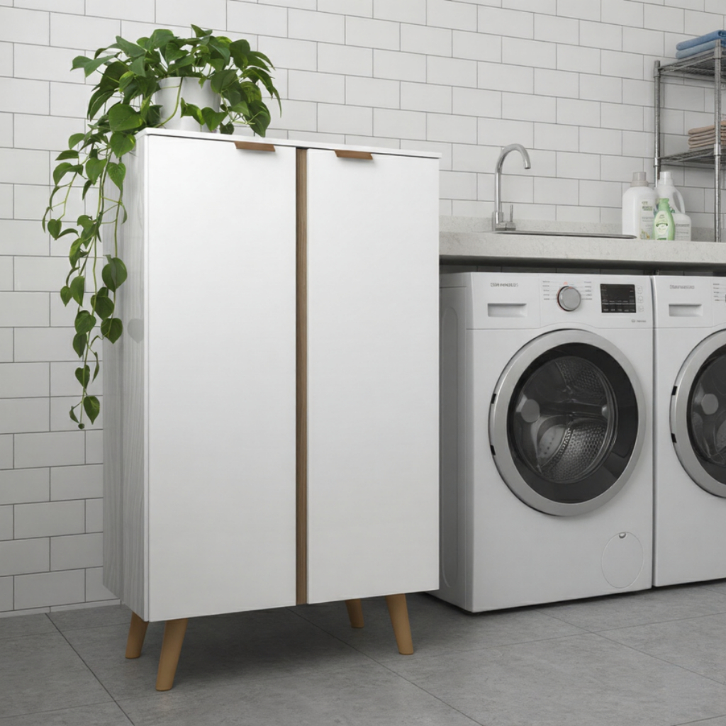 Armário Multiuso Organizador 2 Portas 3 Prateleiras Ideal para Lavanderia Cozinha Quarto Funcional em Oferta na Shopee