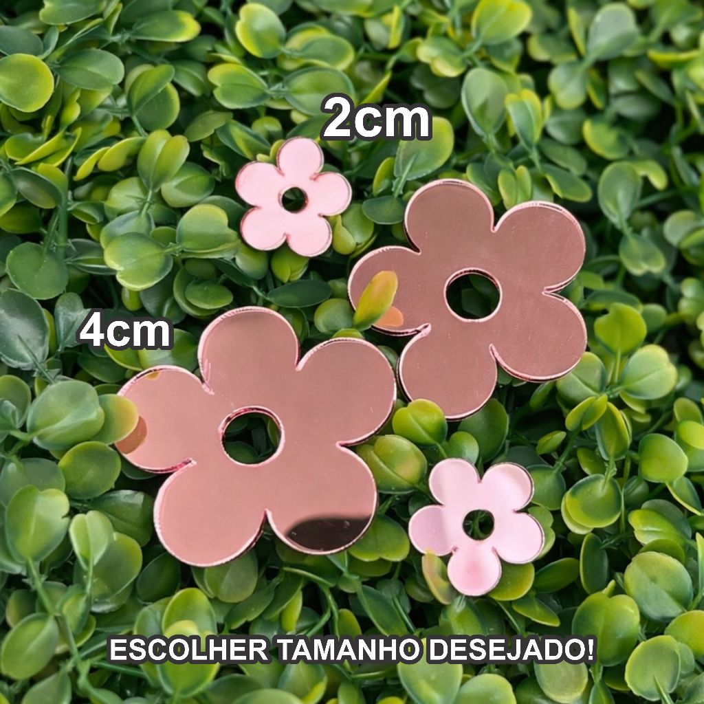 Mini Flor de 2cm ou 4cm Em Acrílico Aplique Para Decoração Quarto Clinica Salão Artesanato Florzinha Espelhada