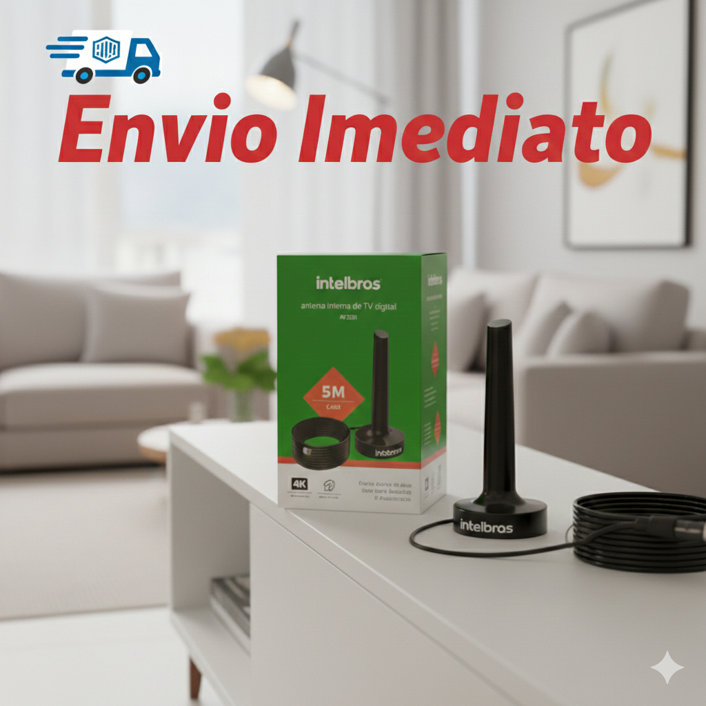 Antena Interna TV Digital Intelbras AL2031 – Fácil Instalação + Cabo 5m