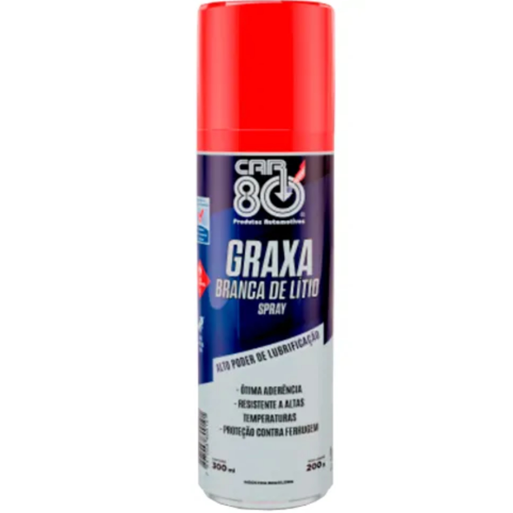 Car80 Graxa Branca Litio Lubrificante Spray Multiuso 300ml em Oferta na Shopee