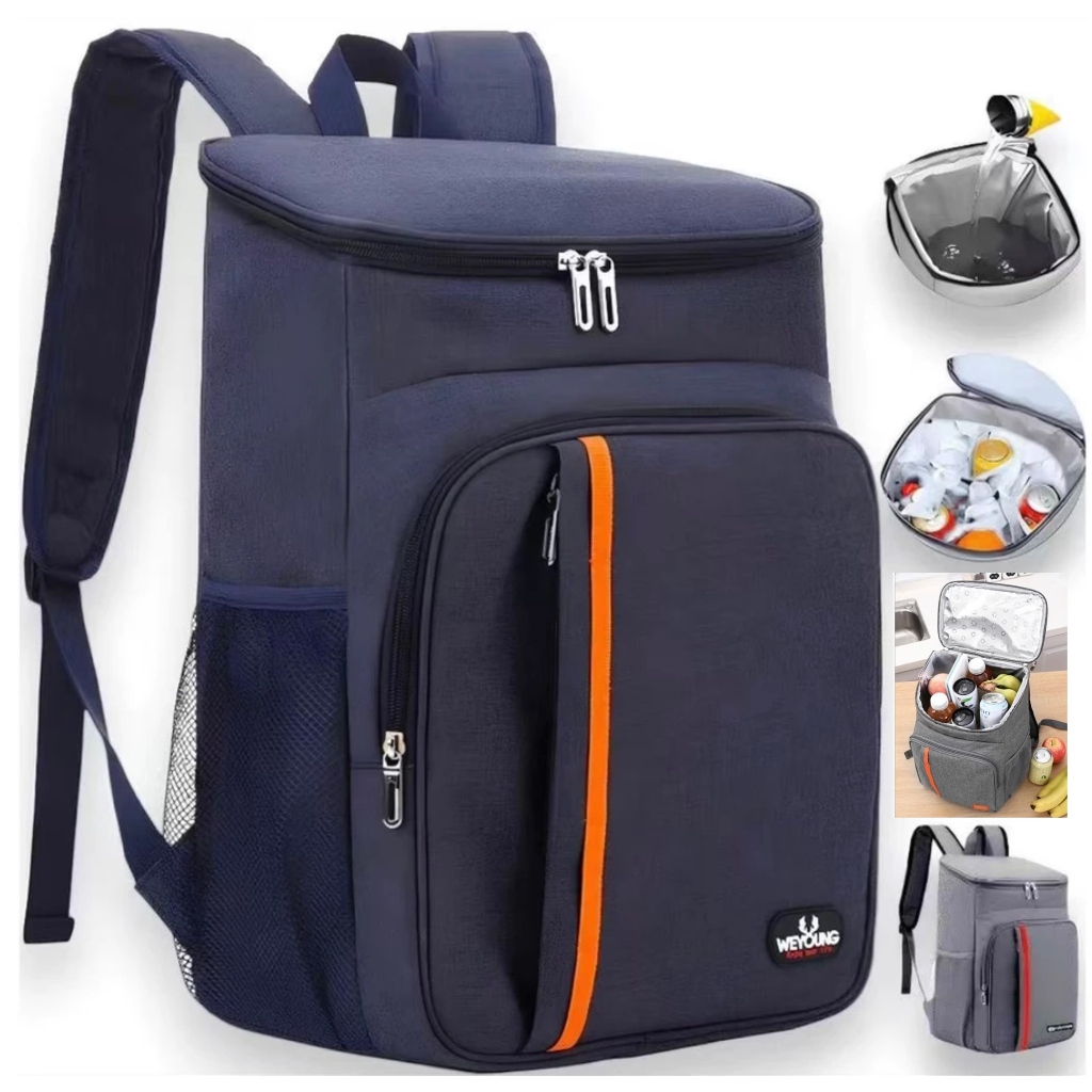 Mochila Térmica Impermeável Grande Capacidade Cooler Portátil Piquenique Quente Frio cor Preto
