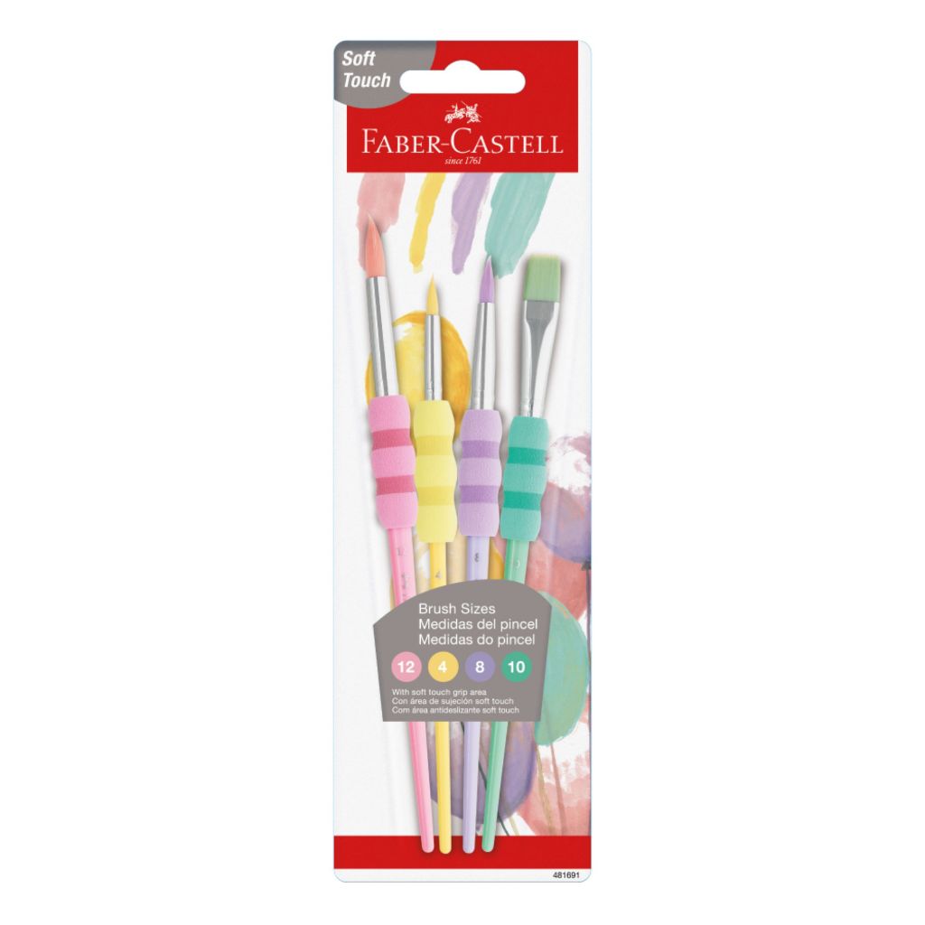 Kit com 4 Pincéis Soft Touch Sortidos Tom Pastel - Faber Castell