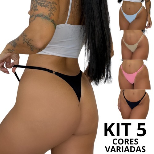 Kit 5 Calcinha Regulagem Sem Costura Lateral Importada Fio Tanga Laser