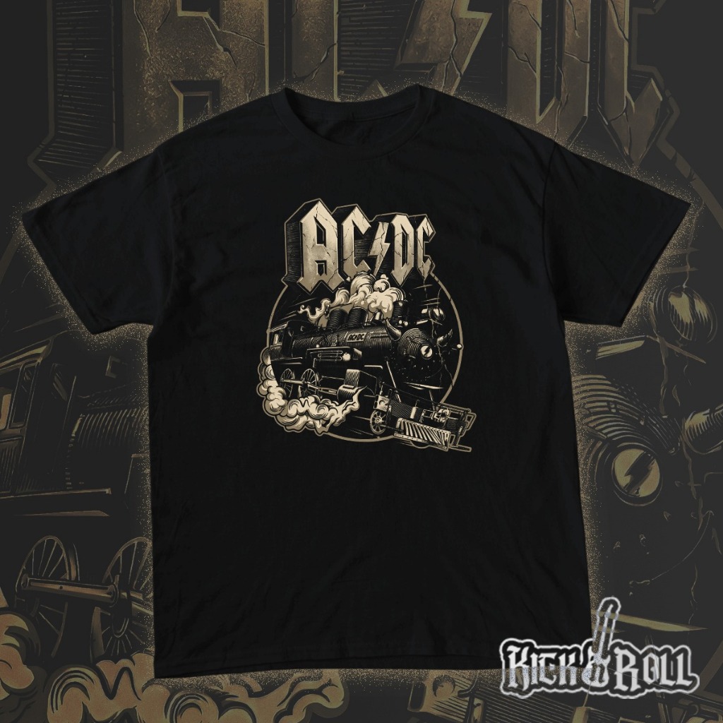 Camiseta de Rock ACDC Locomotiva Estilo Banda Metal T-Shirt Unissex Algodão