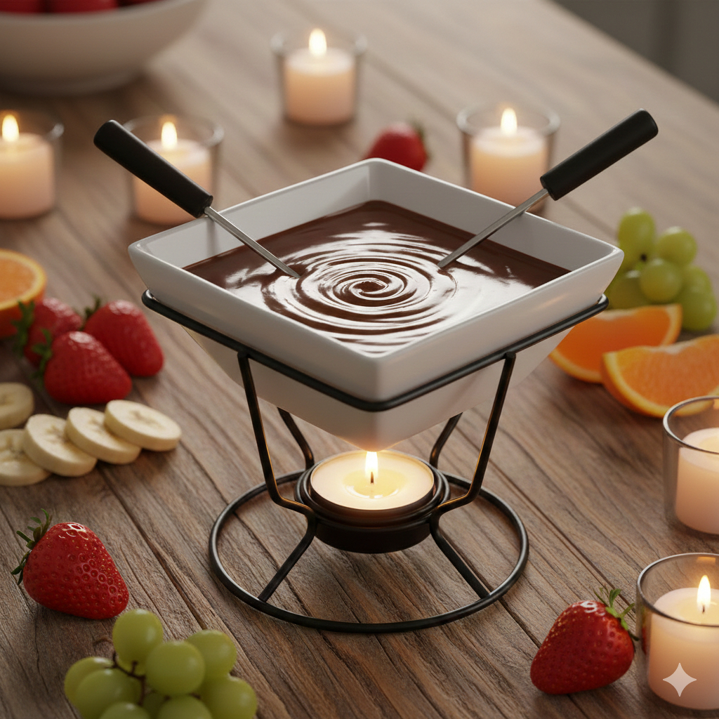 Kit Fondue Cerâmica Bruges 5 Peças Para Jantar Especial Queijo Chocolate em Oferta na Shopee