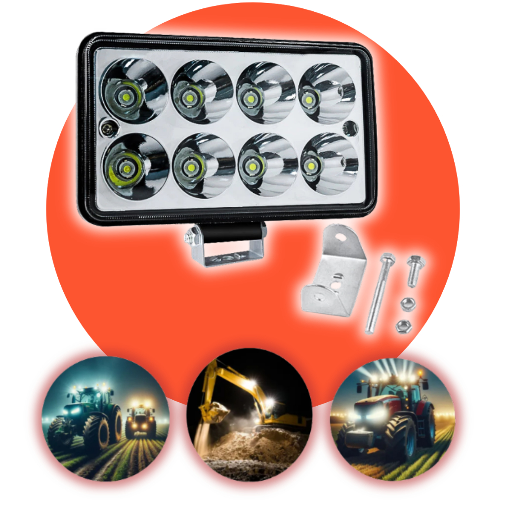 Farol Led Milha Retangular 24W 8 Leds Para Carro Caminhão Trator Moto Jeep Off Road Trilha 4X4 Luz Branca Bivolt