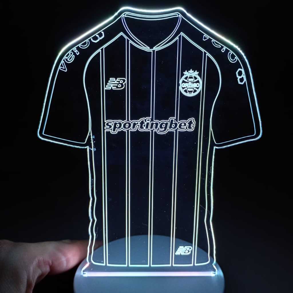 Abajur Luminária Camiseta de Time Grêmio, Futebol,  Ac0429 Presente Criativo Luz Noturna Decoração Fã Clube Quarto Sala.