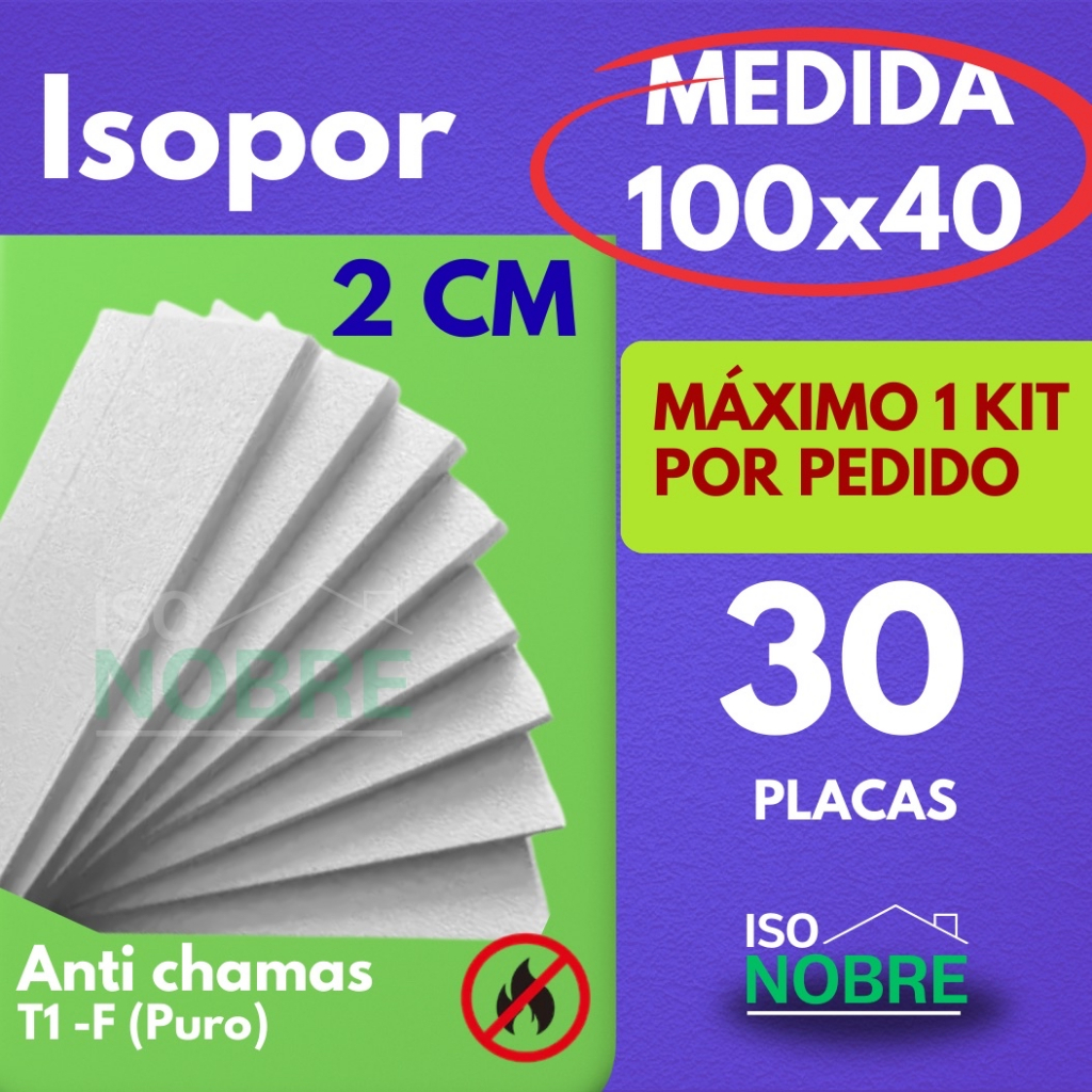 Kit 30 Placas de Isopor EPS (20X400X1000)Tipo 1 Anti-Chamas – Isolamento Térmico e Acústico para Construção Civil em Oferta na Shopee