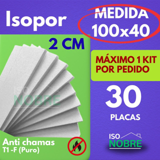 Kit 30 Placas 2cm (20X400X1000 ) EPS Isopor  Antichamas e Acústicas – Ideal para Isolamento Térmico e Sonoro! 🔥 em Oferta na Shopee