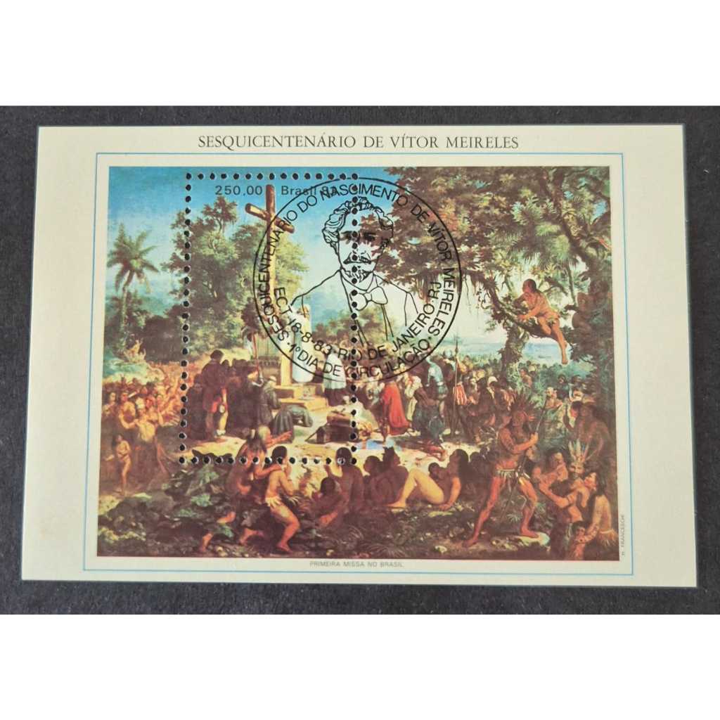Bloco De Selos - B-63 - Sesquicentenário De Vítor Meireles. Com carimbo de 1º dia de circulação.