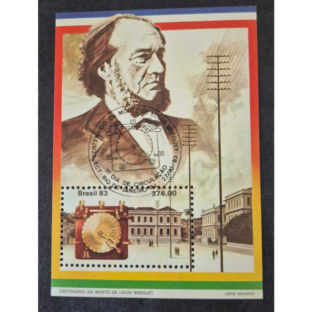 Bloco De Selos B-64 - 100 Anos Da Morte De Louis Breguet. Com carimbo de 1º dia de circulação.