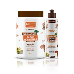 Creme de Pentear Óleos Africanos 1Kg + Ativador de Cachos Óleos Africanos 300ml