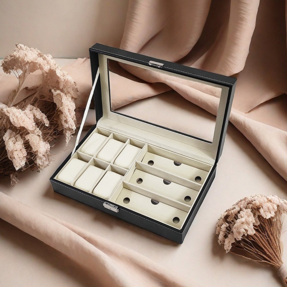 Caixa Organizadora de Relógios com Divisórias almofadadas para Proteção