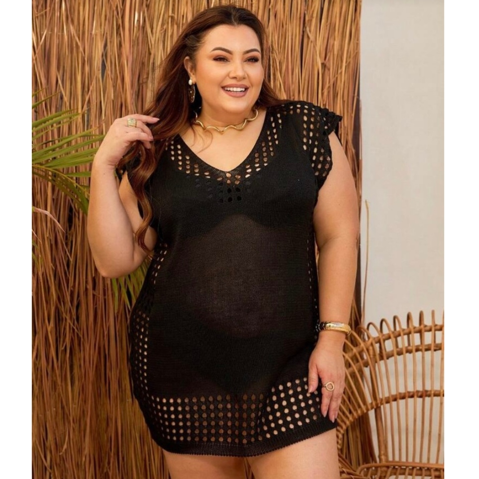 Saída de Praia Vestido Tricot Plus Size 44 ao 50