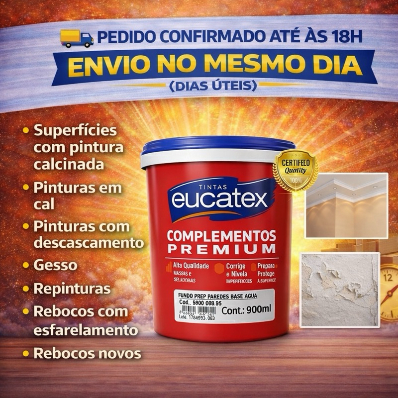 Fundo Preparador de Paredes Base de Água Lata Galão (1/4) 900mL - Eucatex em Oferta na Shopee