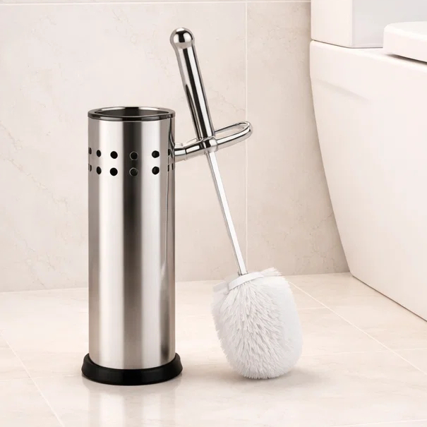 Escova Sanitária De Inox Com Suporte Limpa Vaso Privada Banheiro Não Enferruja Escova em Oferta na Shopee