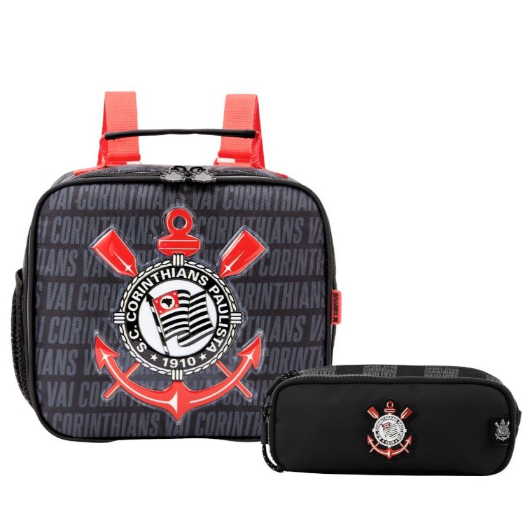 Kit Escolar Corinthians Lancheira Térmica + Estojo Duplo Corinthians Timão