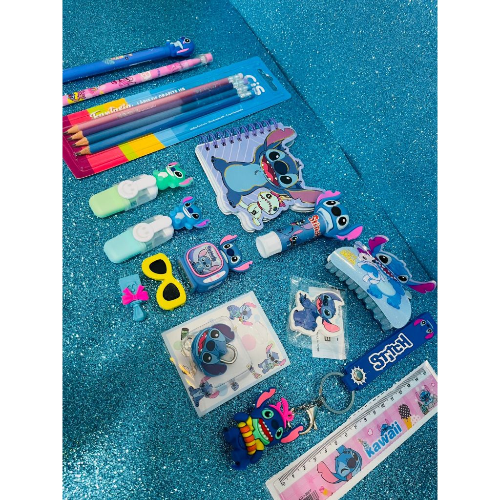 Kit papelaria Stitch c/ 15 peça em Oferta na Shopee