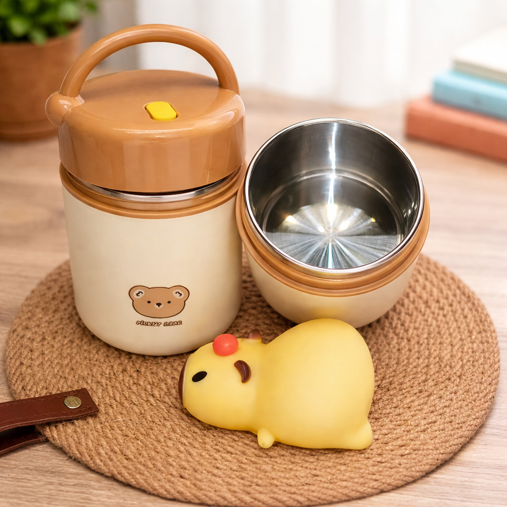 Marmita Termica Lancheira de Aço Inoxidável 304 Portátil com Bolsa Sem Bolsa 1|2 Andares 680ml Sopa Fruta em Oferta na Shopee