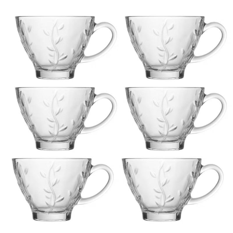 Jogo de 6 xícaras de vidro SEM pires 200 ml.