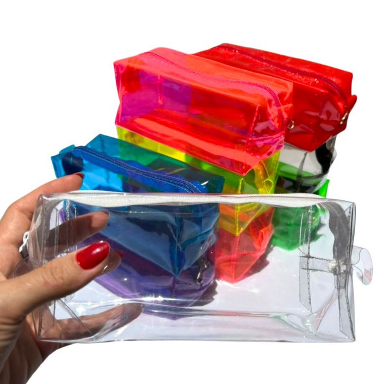 KIT 5 a 20 Necessaire Transparente Estojo Organizador Lembrancinha Aniversário